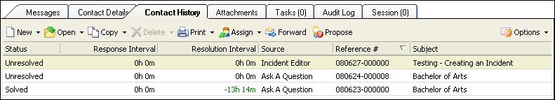 You select Response when you want to add a response to the incident to be sent to the contact.