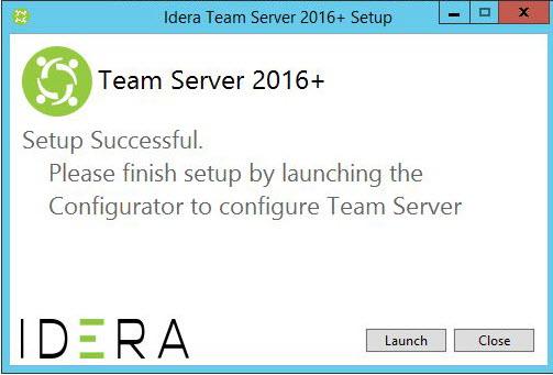 6) Click Launch to load the Team Server 2016+ Configurator.