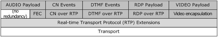 Figure 1: Protocol hierarchy of RTP with the extension 1.