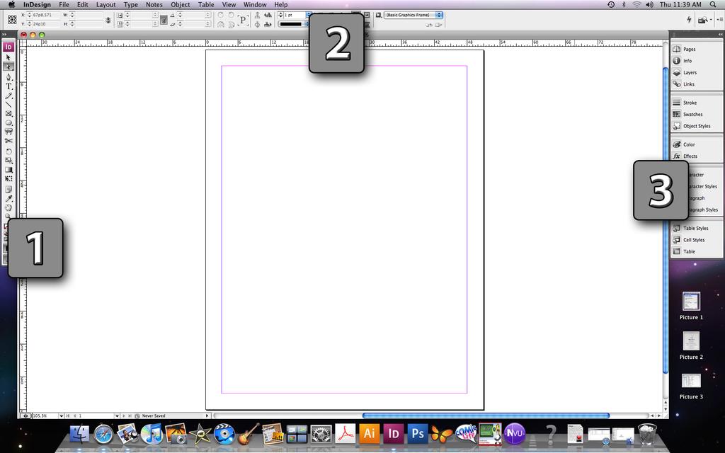InDesign - The Interface Page 3 The InDesign CS3 Interface is very the rest of the Adobe CS3 suite.