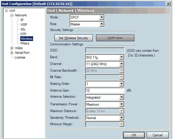 To set the wireless parameters for a master S3100 series or S4300 series: 1.