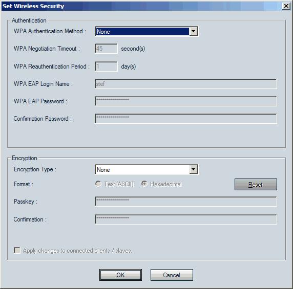 Configuring Wireless To specify the authentication method and the wireless key in the 802.