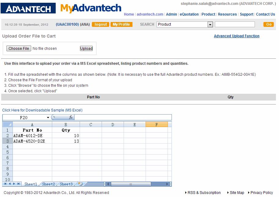 24 Upload Order Feature Overview: This tool will enable you to upload orders directly to Advantech using Excel.