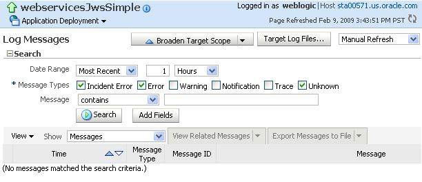 Diagnosing Problems Using Logs Figure 15 4 Log Messages Page Click on a message in the message area to view more details at the bottom of the page.