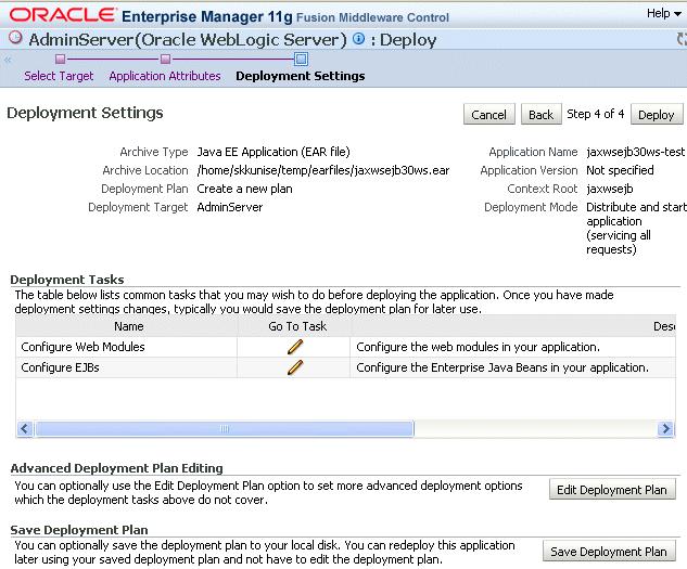 Deploying Web Services Applications 10. On the Deployment Settings page, edit the deployment settings for this Web services application, as shown in Figure 5 4.