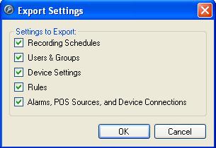 Using the Admin Tool Figure B. Export Settings dialog box The settings listed in the Export Settings dialog box are configured in the Client software.