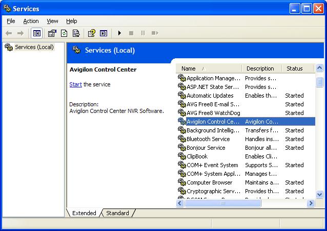 Navigating the Application Figure A. Services window Admin Tool The Admin Tool is used to configure your Control Center Server settings.