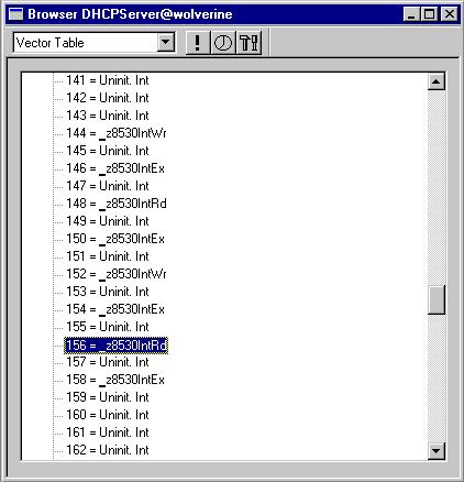 Displaying the Interrupt Vector Table To show the interrupt vector table from the Browser, choose Vector Table in the selector box (Windows), or click on the Interrupt button (UNIX) Tornado Training