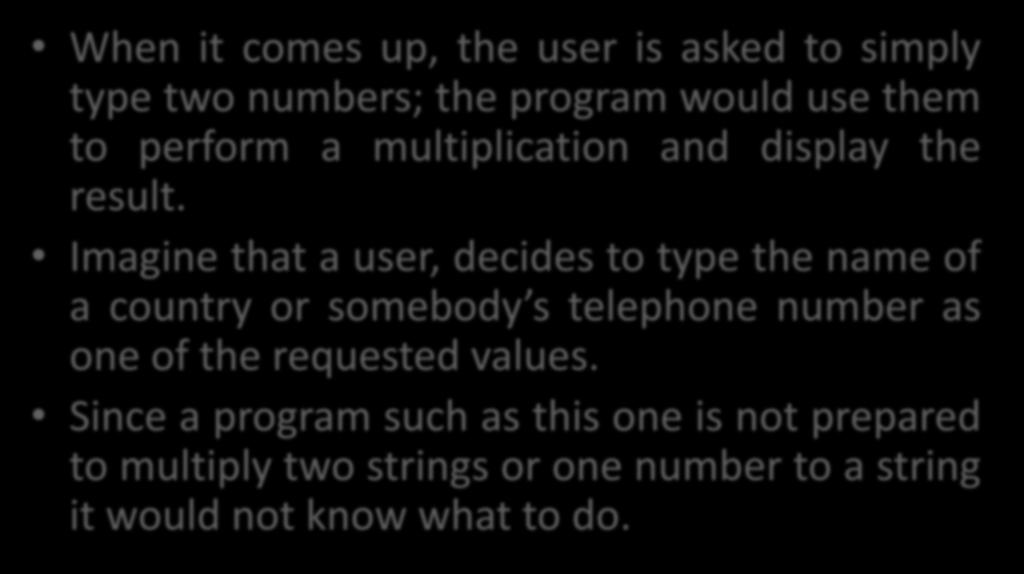Introduction When it comes up, the user is asked to simply type two numbers; the program would use them to perform a multiplication and display the result.