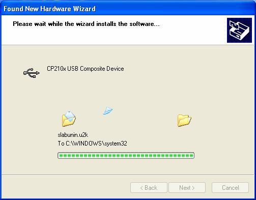 2. Driver installation There are two drivers that need to be installed, 1. USB <-> Serial and 2. USB driver. The Found New Hardware Wizard procedure (below) will need to be completed twice.