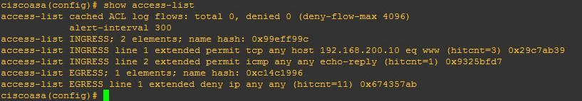 ciscoasa(config)# access-list EGRESS extended deny ip any any Before applying the rule, check you can ping the Outside VM from the DMZ VM.