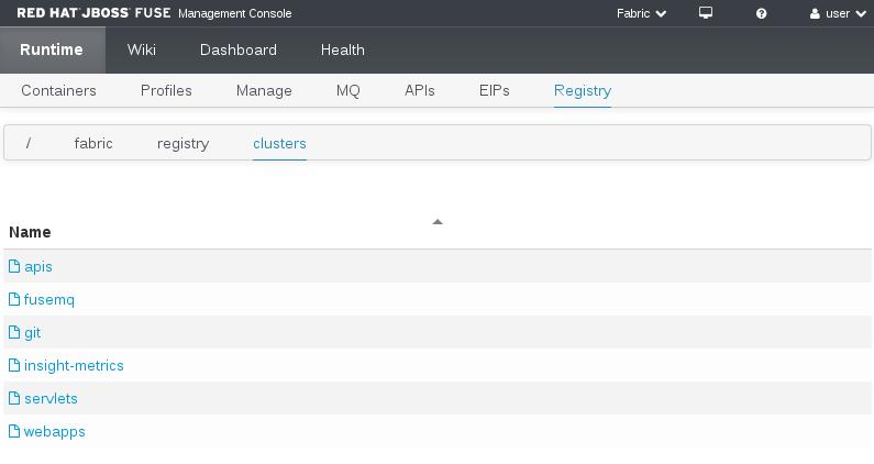 CHAPTER 18. RUNTIME AREA 18.8. REGISTRY PAGE Abstract You view the status and manage registered services in the Registry page.