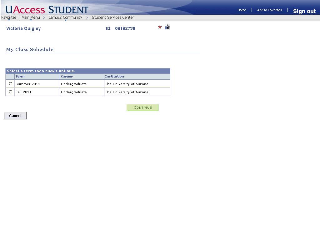 22. In this example you want to view the student's Spring schedule.