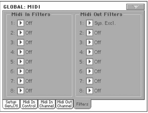 4. By default the Midi In Filter is set to Sys. Excl. Change it to Off 5.