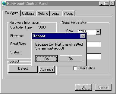 Chapter 3 Installing Software for 9000 Boards PenMount Windows 95 Driver Functions The Windows 95 driver functions are described below.