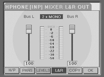 TOP PANEL MODES Pressing OUT L/R (F4) shows this screen: Here, you can set the master stereo level for your alternative headphone / speaker monitor mix.