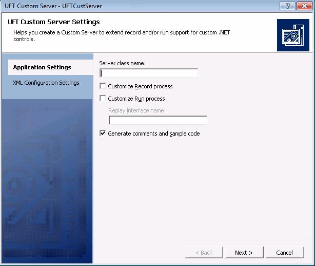 Chapter 6: Tutorial: Simple Custom.NET Windows Forms Control 4. Click OK. The UFT Custom Server Settings wizard opens. 5.