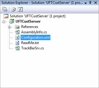 Chapter 6: Tutorial: Simple Custom.NET Windows Forms Control 1. In the Solution Explorer window, double-click the Configuration.XML file. The following content should be displayed: <!