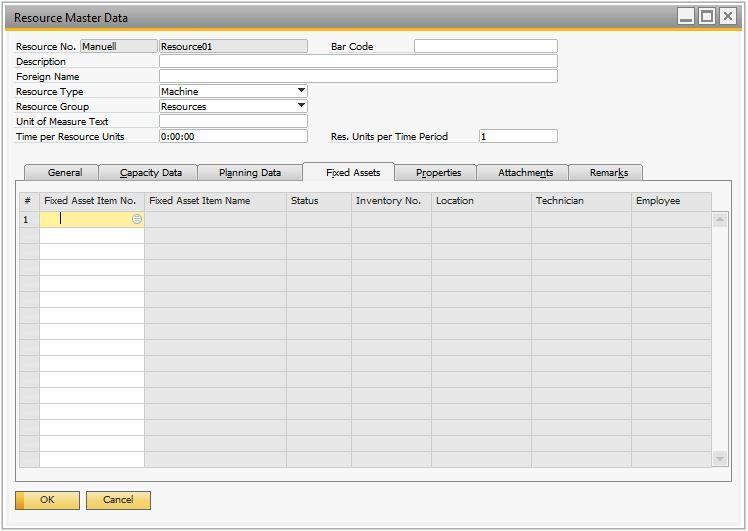 o This tab is available only if the Enable Fixed Assets checkbox is selected, as described in Enabling Fixed Assets Functionality.