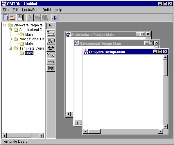 Menus Menu bar Project tree Design toolbars Design Windows Figure 5 The initial window of CRITON 1.