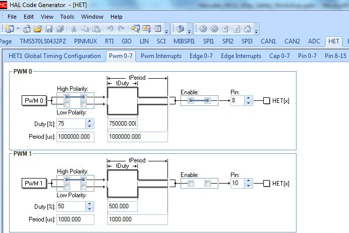 N2HET PWM Configuration In Driver Enable tab enable the NHET driver.
