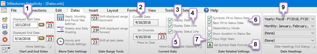 Set the Symbol Date Format. 9. Set the schedule s Date Headings.
