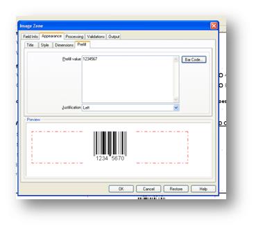 You can select the type of resolution for barcode recognition and whether the actual code will be displayed on the Form Template.