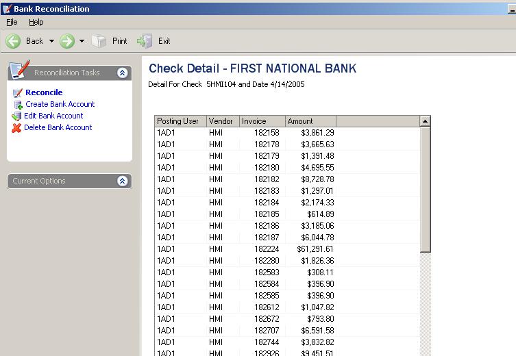 To mark adjustments, click the Adjustments tab. Click the box in the Clear column to mark off bank adjustments.