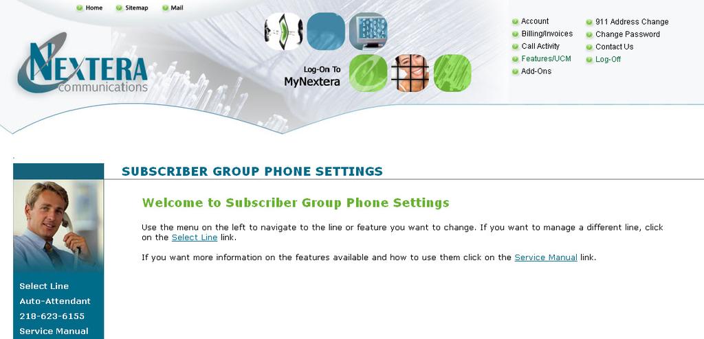 Once you have successfully accessed the Subscriber Group Phone Settings page, click on Auto Attendant to begin customization.
