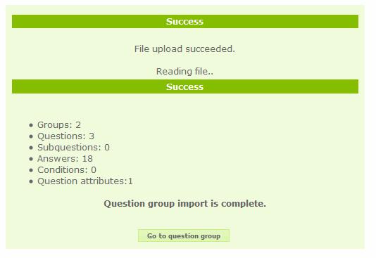 Import question group tab Click on the Browse... button and choose you file (.