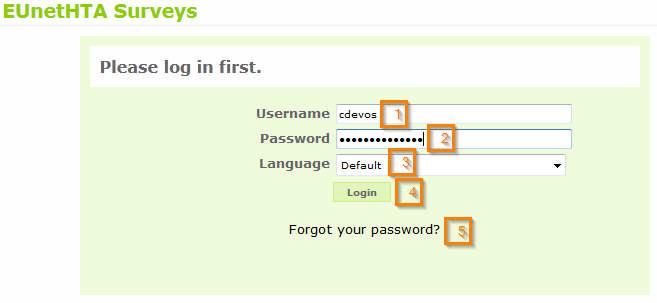 Login in LimeSurvey As a LimeSurvey user, you need as login and a password to access the interface. Go to http://www.kcenet.be/surveys/admin/ you should get the following screen: 1.