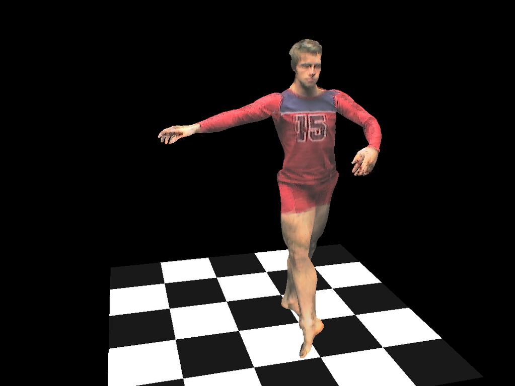 3 Figure 5: Free-viewpoint video of a ballet dancer rendered into a virtual model of our acquisition room. 8.
