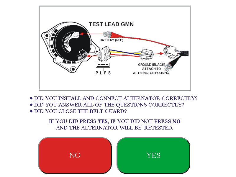 Alternator Testing If the unit being tested does not pass all the testing parameters, a Did You Install Correctly screen will be displayed.