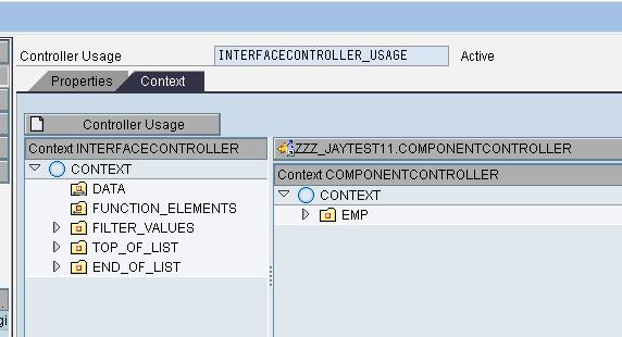 Component Usages Right click the component Usage (here with name ALV) and Create controller Usage.