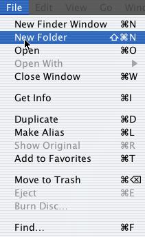 New Folders Folders Menu: