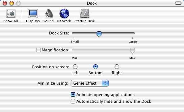 Dock Preferences Dock Preferences Apple Menu Dock