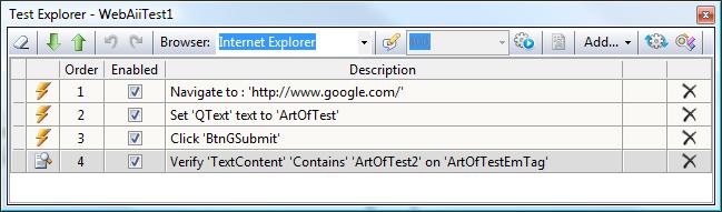 Test Explorer Tool Window Overview The Test Explorer tool window provides the list of steps contained within the currently selected test. Each step has: a.