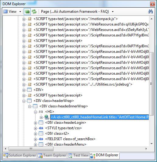 DOM Explorer Tool Window Overview The DOM Explorer tool window displays the Document Object Model for the currently loaded page in the Recorder document window.