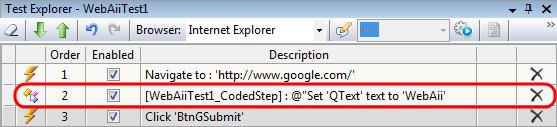 5) Note that a step with generated code will be read only in the Test Explorer tool window.
