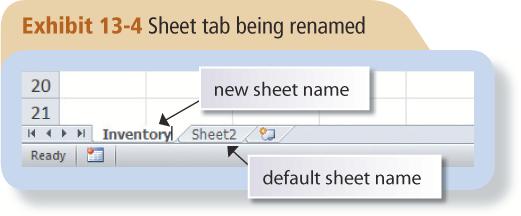Renaming a Sheet You can rename sheets with more meaningful names so that you know what they contain.