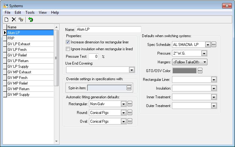 Systems Window You can add or edit information in the Systems window. You also have the option of using the Duplicate feature to create a new system by duplicating data from existing data.