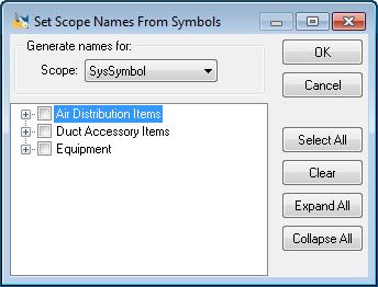 Scope Names/Symbols You can quickly create Scope Names from Symbols. This data passes to the SysSymbol 147 or Zone 144 modules, depending on your selection in the window.