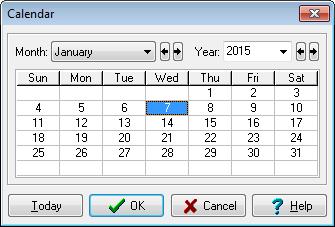 Popup Calendar You can use the pop-up calendar, when available, to enter date information. 1. Click next to the date field. The pop-up calendar opens. 2.