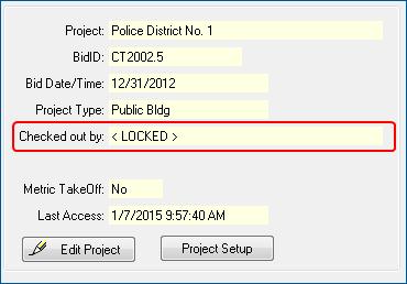 Project is LOCKED Selecting this checkbox preserves the original data from a submitted bid.