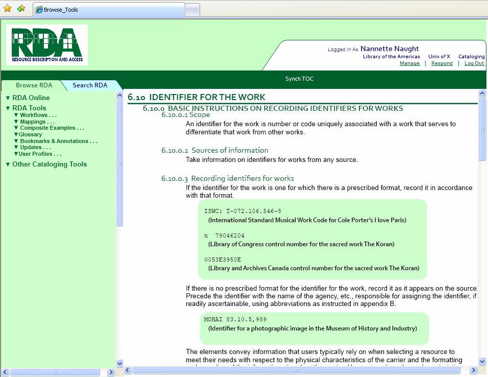 Mappings:... And Click Through to the Applicable RDA Instruction(s) The Document Pane will refresh to the display the corresponding RDA instruction.