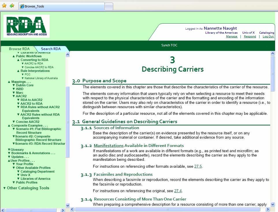 AACR2 to RDA Mapping:...And Click Through to the Applicable RDA Instruction(s) The Document Pane will refresh to the display the corresponding RDA instruction.