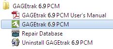 Running the GAGEtrak PCM Do one of the following to launch the PCM: Navigate to the Windows Start button -> All Programs-> GAGEtrak 6.9 PCM program group -> GAGEtrak 6.