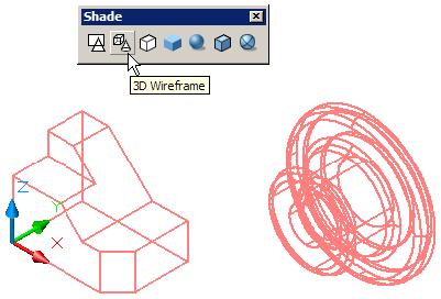 Step 8 Enable the Shade toolbar and enable the 2D Wireframe shademode. You can tell when you are in 2D wireframe shademode by the appearance of the UCS icon. See Figure Step 8.