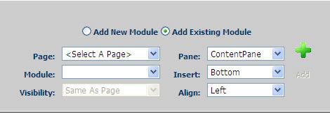 5. From the Insert drop-down text box, select the placement of the module from the following options: Bottom: Adds the module below all existing modules within the selected pane.