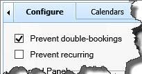 5.1.1 PREVENT DOUBLE BOOKINGS OR RECURRENCE Via checkboxes in the Administrator Settings both double bookings and recurring events can be prevented.